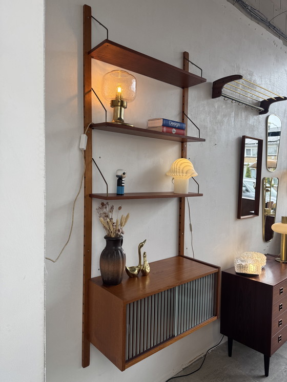 Image 1 of Vintage Modular Wall Unit – Danish Design in Teak with Brass Details