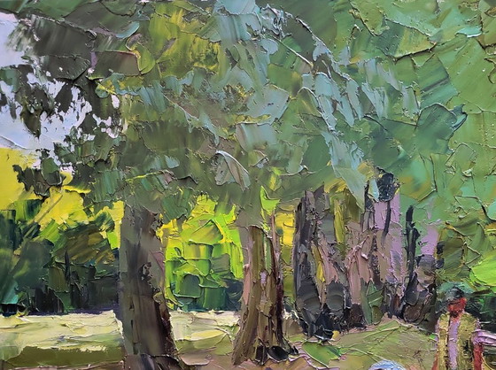 Image 1 of Origineel olieverfschilderij: Landelijk landschap, natuur, een boot nabij de kust
