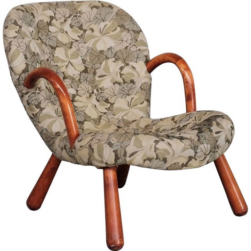 Poltrona Clam danese di metà secolo di Arnold Madsen, anni '50