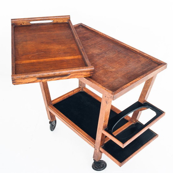 Carrello bar vintage in rovere con vassoio rimovibile. Francia, anni '50. – Carrelli bar, Wood (photo 10 of 13)