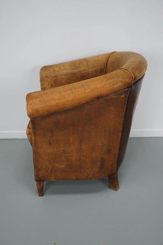 Image 1 of Vintage Nederlandse cognackleurige leren clubfauteuil