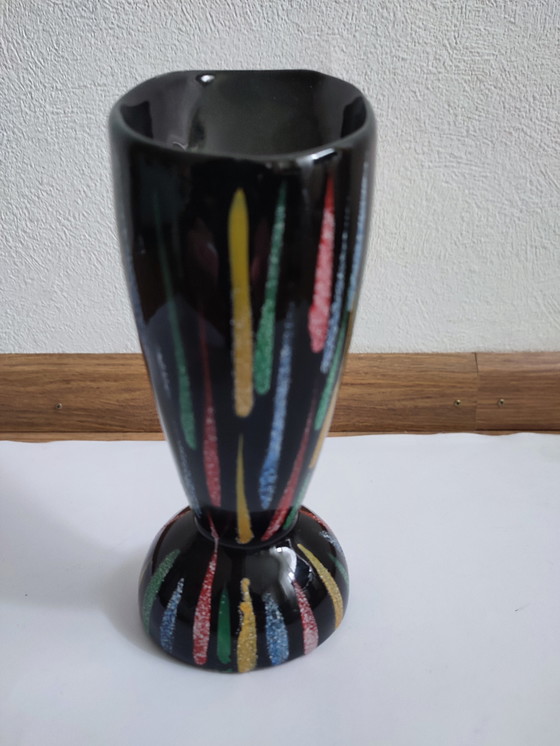 Image 1 of Vase auf Fuß Schwarzes Horn des Überflusses Sechziger Jahre 60er Jahre