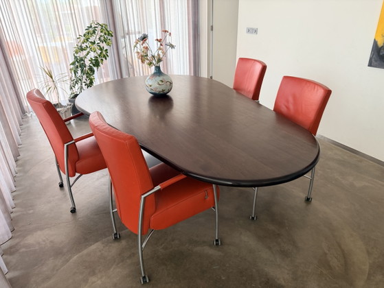 4 sillas de comedor rojas – Leather, rvs (photo 4 of 5)