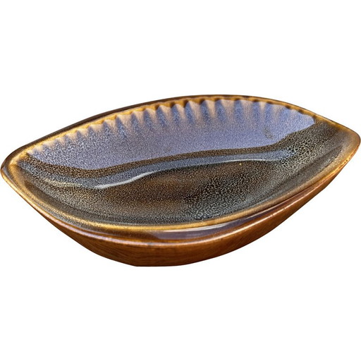 Cenicero vintage de porcelana esmaltada en forma de hoja de A. Sadulski para Mirostowickie Zakłady Ceramiczne, 1970