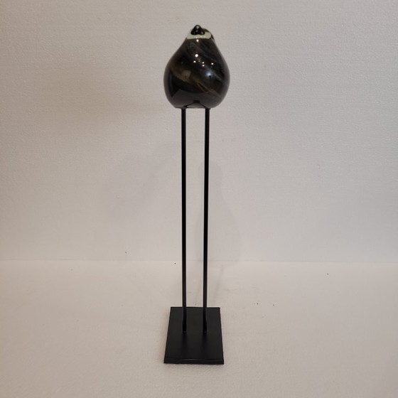 Image 1 of Sculpture “Dove”, blown glass, iron base, 2010s - France