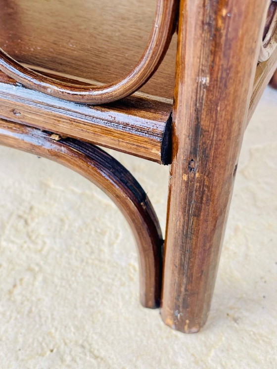 Image 1 of Vintage bamboe en rotan 3-laags plank, jaren 60