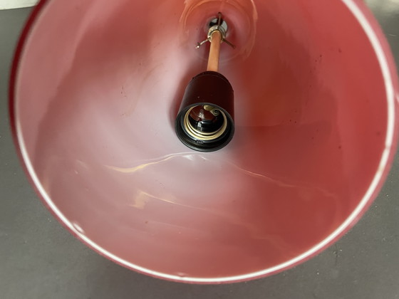 Image 1 of Zeldzame vintage hanglamp ontwerp Jacob E. Bang - oranje/rood