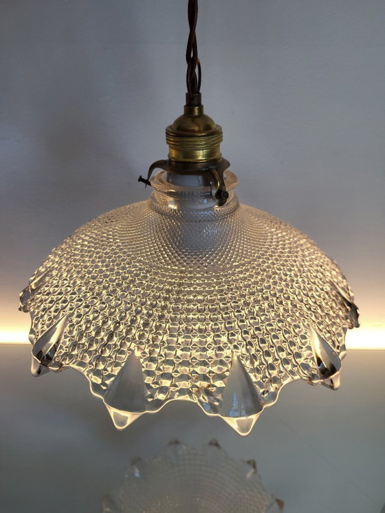 Image 1 of Lampada olofana, Art déco, anni '30, struttura in vetro rigato, vetro stampato