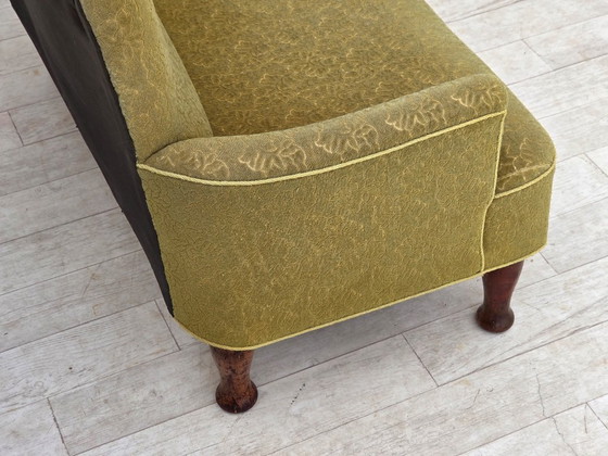 Image 1 of 1950s, Danish 2-seater sofa, green furniture wool fabric.
