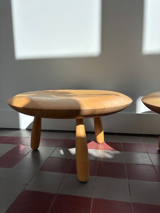 Image 1 of Ensemble - Table d'appoint/tabouret en bois postmoderne vintage "Karljohan" Par Christian Halleröd Pour Ikea Ps