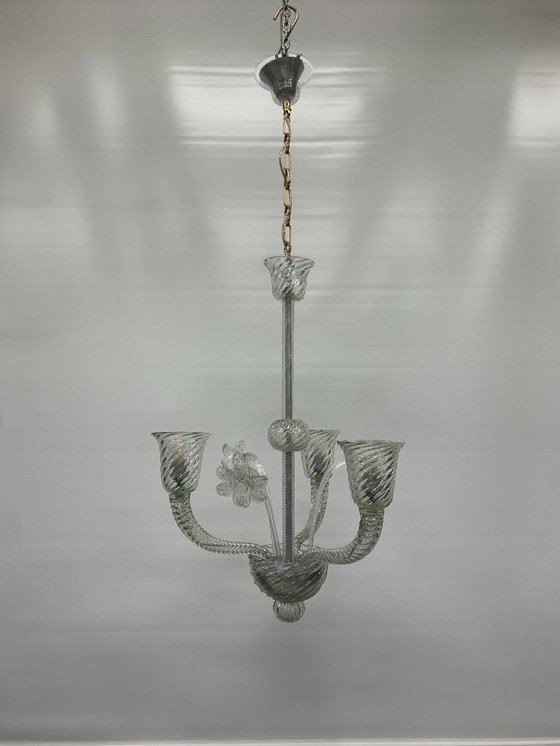Image 1 of Kroonluchter van Murano-glas, toegeschreven aan Seguso, circa 1950.