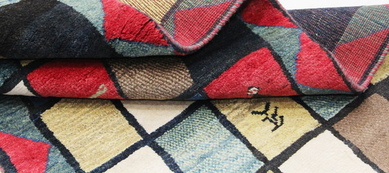 Image 1 of Tappeto orientale persiano Gabbeh Ghashghai originale, 200 cm x 110 cm, naturale antico