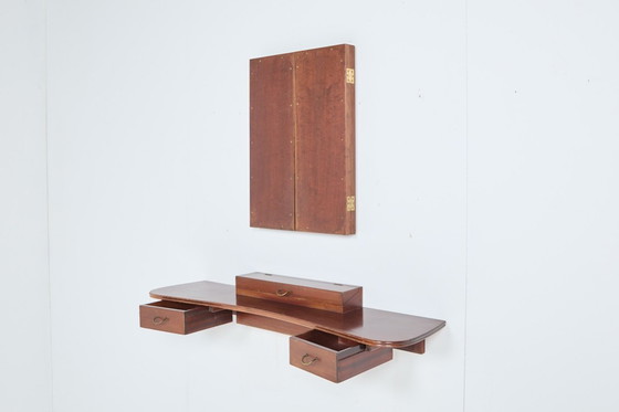 Image 1 of Danish Mid-Century Modern Wall Console with mirror by Frode Holm for Illums Bolighus, 1950’s