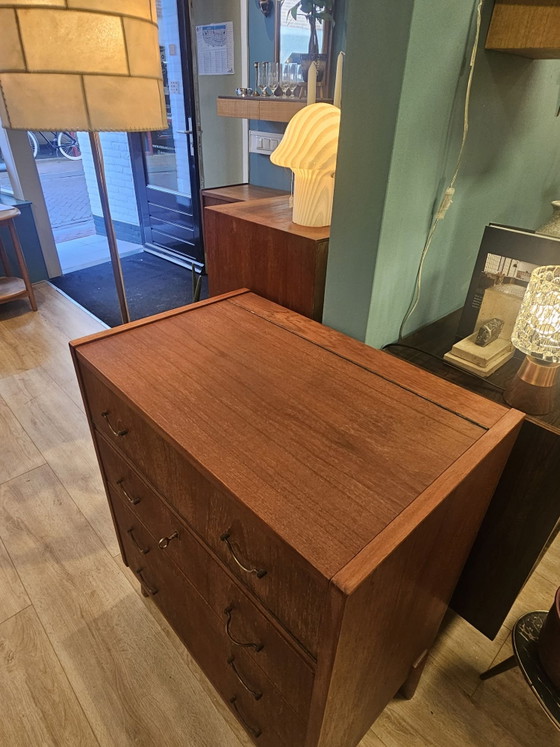 Danish Vintage Teak Dressing Table Chest of Drawers / Make-up Cabinet, Wood, Brown (photo 11 of 15)