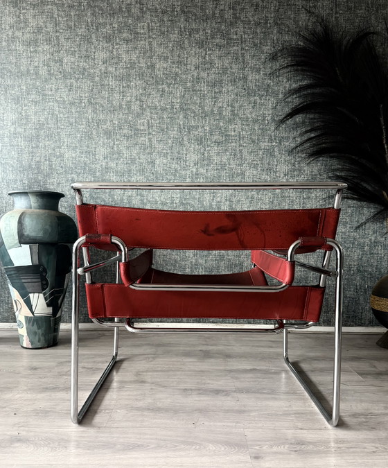 Image 1 of Fauteuil Wassily vintage de Marcel Breuer pour Fasem, cuir rouge bordeaux