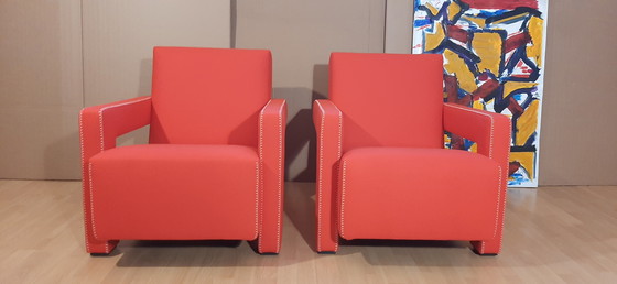Image 1 of Cassina 2 Poltrona 637 Utrecht Nuova Mai Usata Lampo Rosso Lana 13L