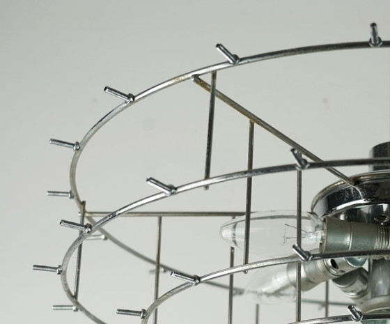 Image 1 of elegant kinkeldey mid century CHANDELIER pendant light crystal glass and chrome plated metal with 66 glass prisms 1960s