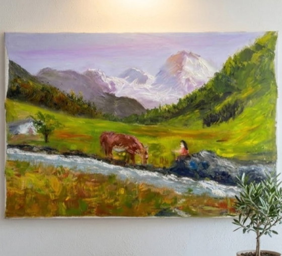 Image 1 of Antique oil painting on canvas by Luca Dalla, 1970s, Italy