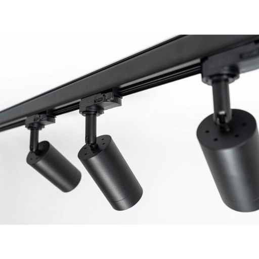 Juego de iluminación de riel negro | 3 metros | 6 focos de riel GU10 | Sistema de riel trifásico