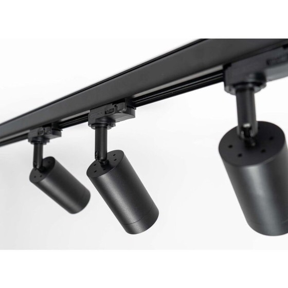 Image 1 of Kit d'éclairage sur rail noir | 3 mètres | 6 spots sur rail GU10 | Système de rail triphasé