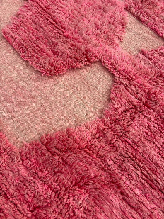 Image 1 of Roze Marokkaans wollen vloerkleed 200x320 cm - Handgeweven boho vloerkleed met geometrisch patroon