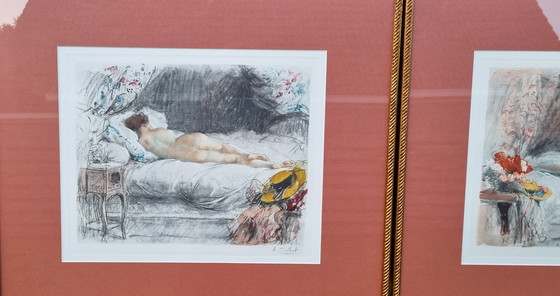 Image 1 of Pendentif Antoine Calbet (1860-1944) gravures nus féminins