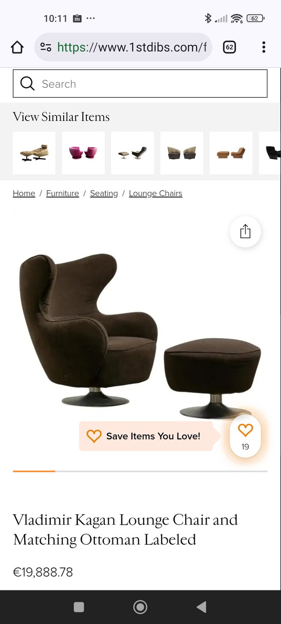 Image 1 of Sillón orejero con respaldo alto Vladimir Kagan