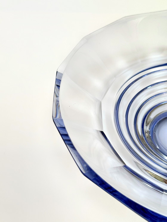 Image 1 of Splendida ciotola in cristallo viola Art Déco su base in metallo