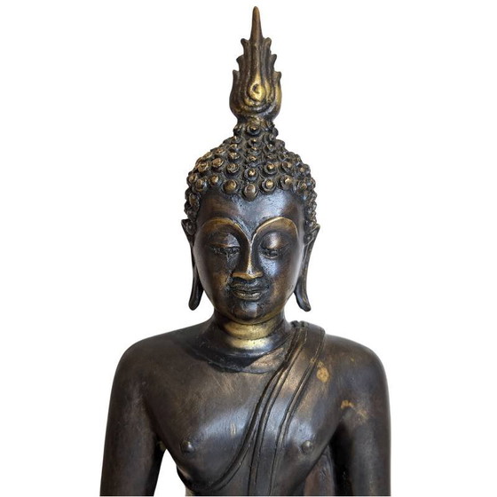 Large Vintage Bronze Thai Buddha Statue - 45cm Sukhothai Style – Sculpture (photo 7 of 10)