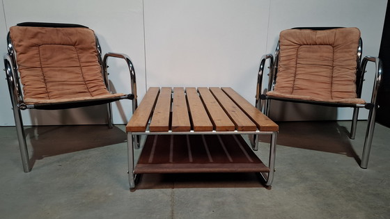 Image 1 of Chrome tubular frame armchairs