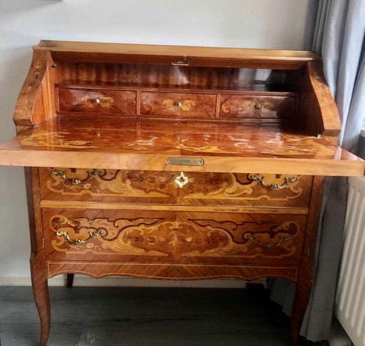 Antique Style Secretaire with Fine Inlaid Wood – bureau, Brass