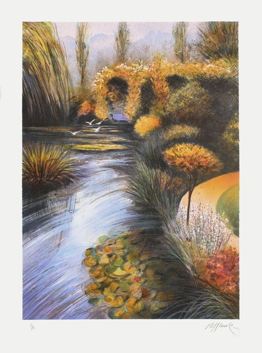 Rolf RAFFLEWSKI Giverny - Le bassin en automne Litografia firmata 1986