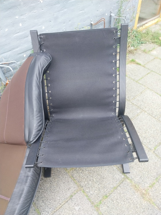 1 X Set of Two Ingmar Relling Siësta Armchairs by Westnofa Norway. Vestlandske – Leather, Textile, Vintage (photo 5 of 9)