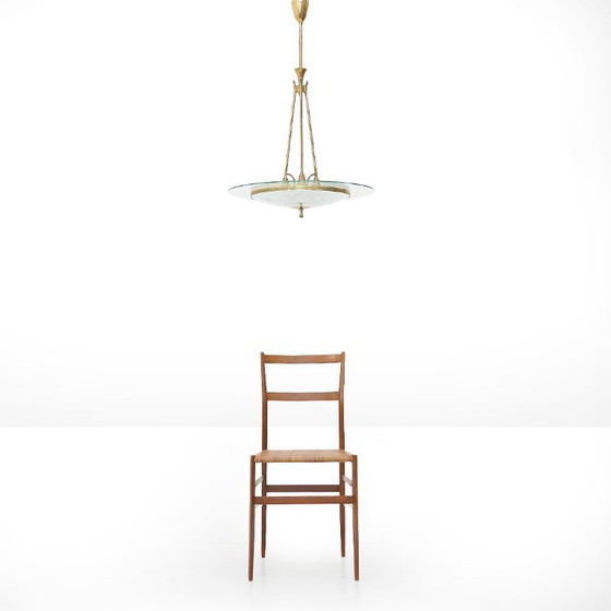 Image 1 of Kronleuchter aus Messing und Glas, 1950er Jahre