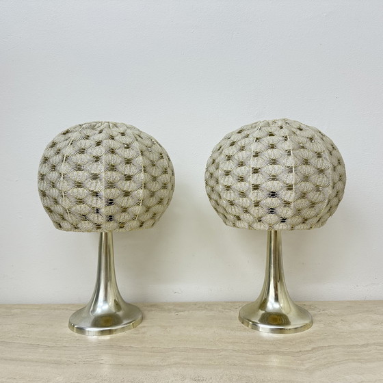Image 1 of Set of 2 Aro leuchte table lamps with fabric shade , 1970s