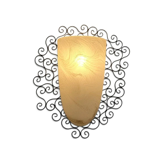 Applique in ferro battuto con vetro ambrato satinato / cornice in metallo – Glass (photo 2 of 18)