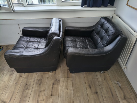 Image 1 of 2 sillones de cuero negro de Profilia