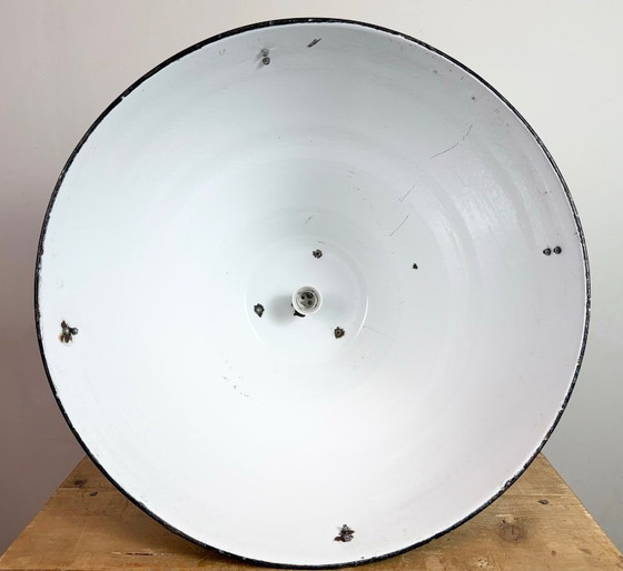 Image 1 of Large Black Industrial Factory Pendant Lamp from Elektrosvit, 1960s