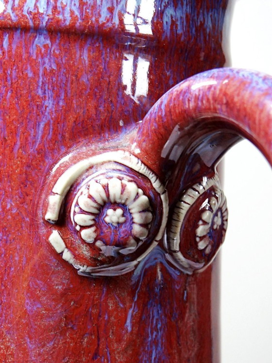 Image 1 of Grand broc grès d'art de lévéjac Michel Goldstyn émail sang de boeuf flammé