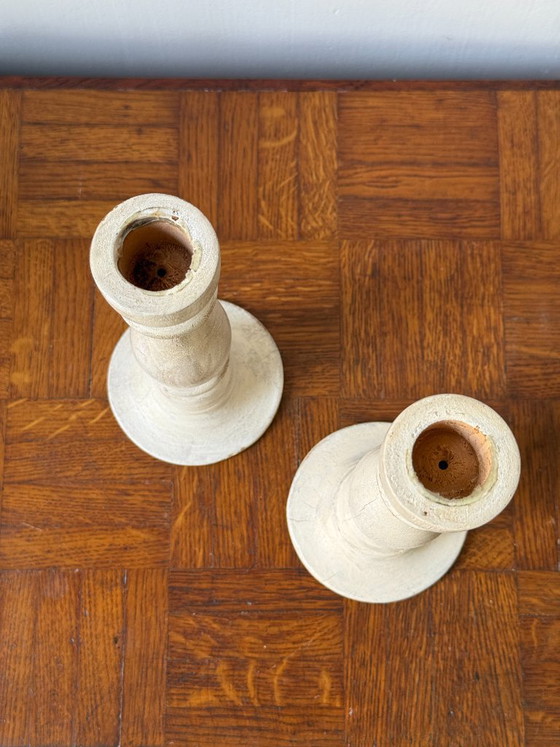 Image 1 of Bougeoirs en bois blanc 
