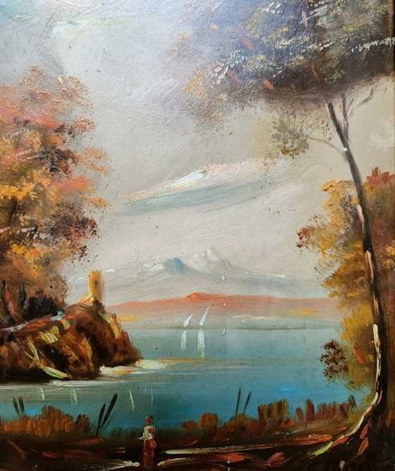 Image 1 of Antique oil painting on wood from the early 1900s