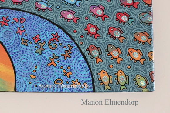 Image 1 of Tableau unique peint à la main « Vie océanique » - Nouvelle œuvre d'art