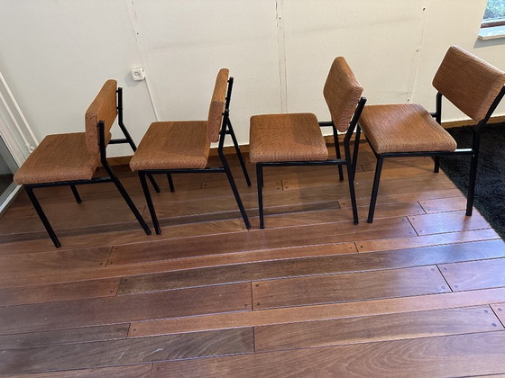 Set of 4 Vintage Design Martin Visser Dining chairs - 1960s, Spectrum, Metal, Textile, Black (photo 7 of 15)