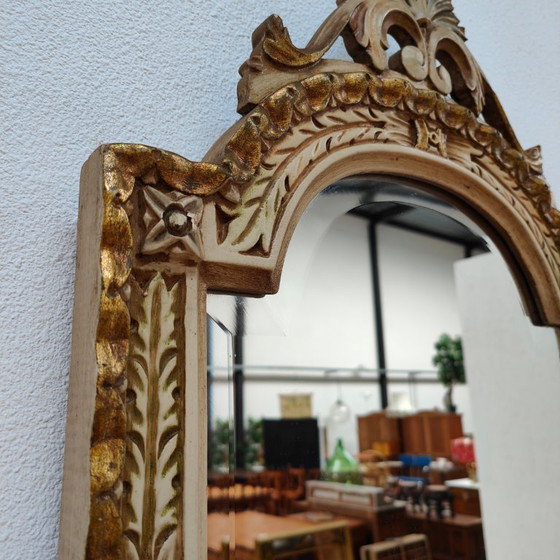 Image 1 of Mesa consola de pared, mesa auxiliar con tapa de mármol y espejo