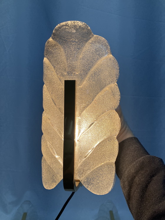 Image 1 of Vintage ijsglas Carl Fagerlund Orrefors exclusieve wandlampen set van 3 stuks!