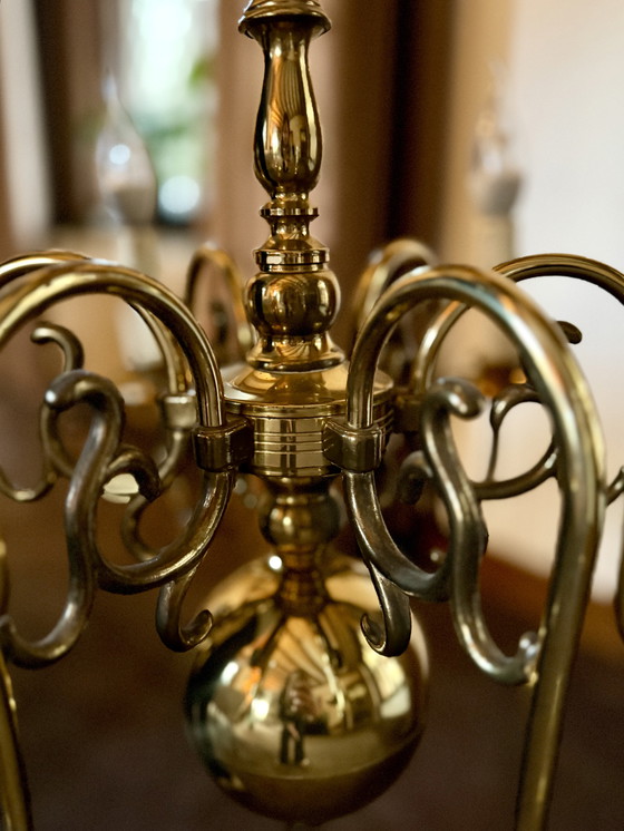 Image 1 of kroonluchter, massief messing , klassiek/landelijke stijl 