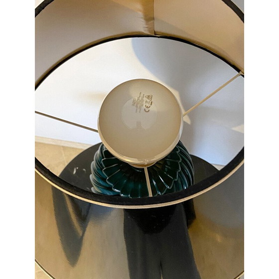 Image 1 of Vintage green lacquered porcelain table lamp, Italy 1970s