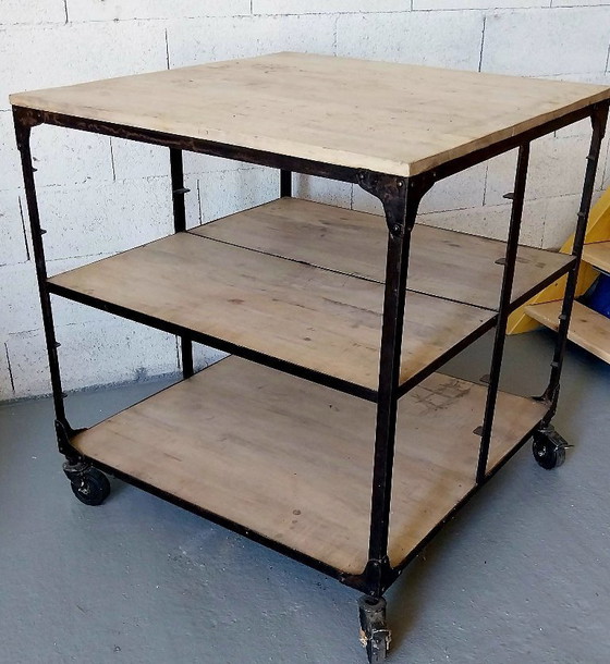 Image 1 of Large industrial-style trolley on wheels