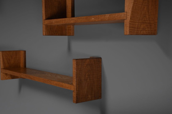 Image 1 of Beautiful Oak Wood Giuseppe Rivadossi Shelves, Italy 1970s