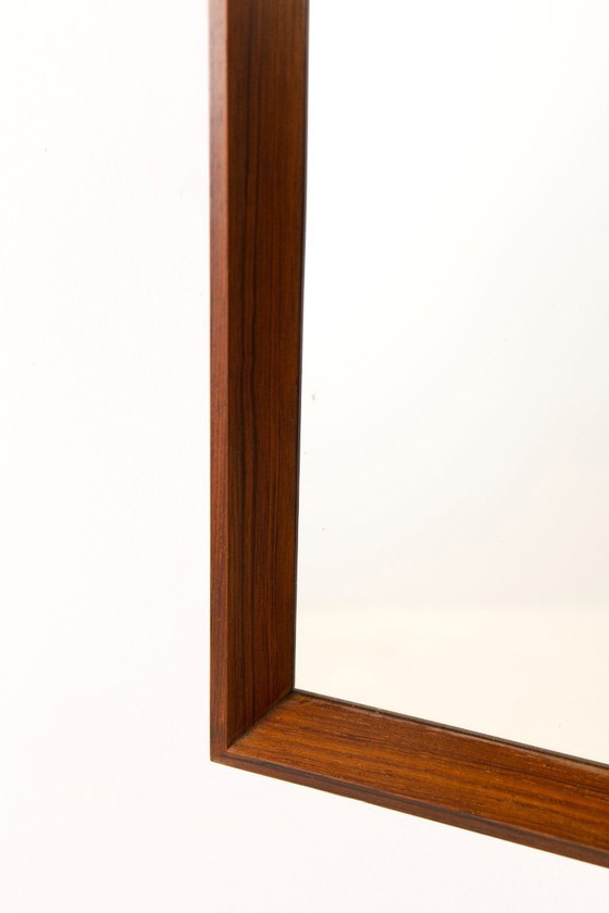 Image 1 of Rosewood mirror with brass pins, AM spejle Denmark, 1960's